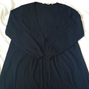 SOFT Surroundings Long Cardigan, Black, Size Large